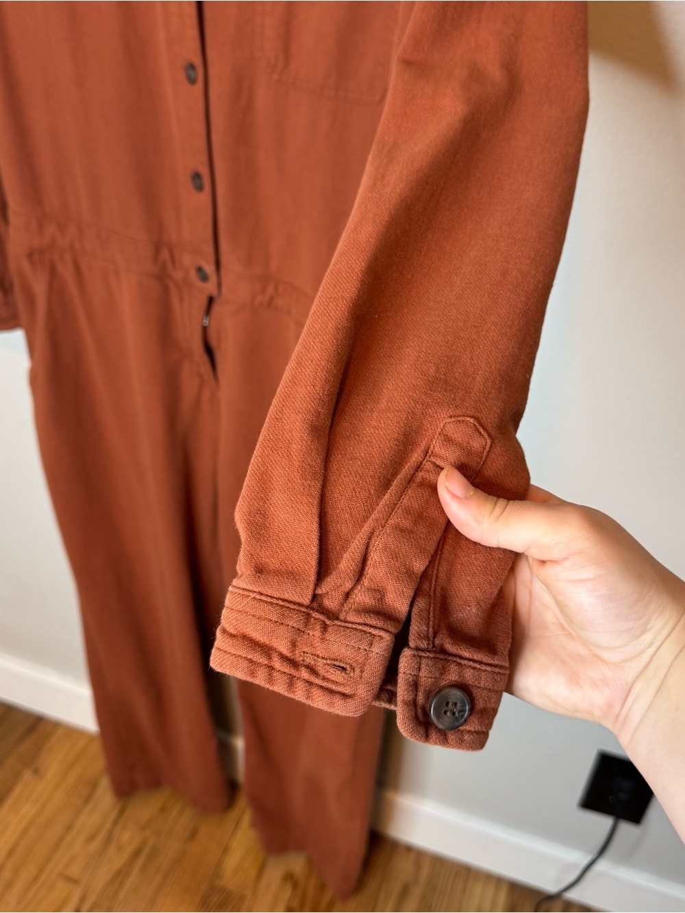 Bridge & Burn Burke Utility Jumpsuit Rust Terracotta Orange Long Sleeve - Picture 5 of 16